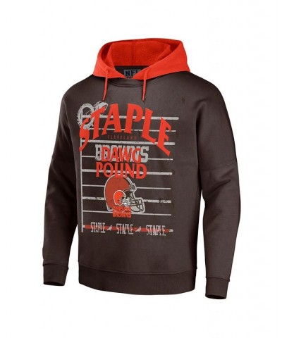 Men's NFL X Staple Brown Cleveland Browns Oversized Gridiron Vintage-Like Wash Pullover Hoodie $29.20 Sweatshirt