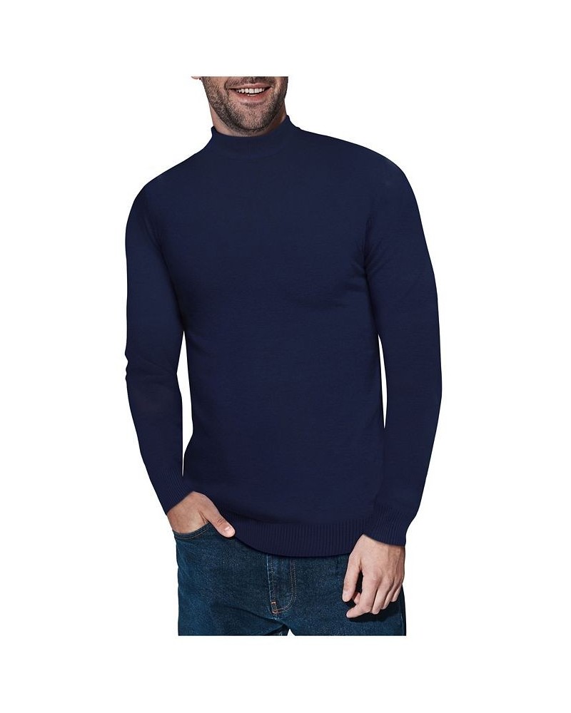 Men's Basic Mock Neck Midweight Pullover Sweater Navy $35.10 Sweaters