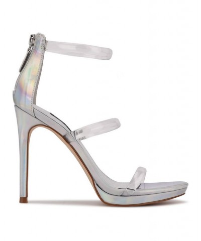 Women's Leah Heeled Dress Sandals Silver $37.06 Shoes