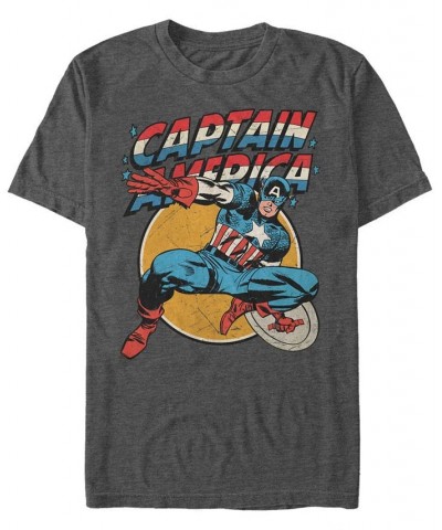 Marvel Men's Comic Collection Retro Captain America Action Pose Short Sleeve T-Shirt Gray $19.94 T-Shirts