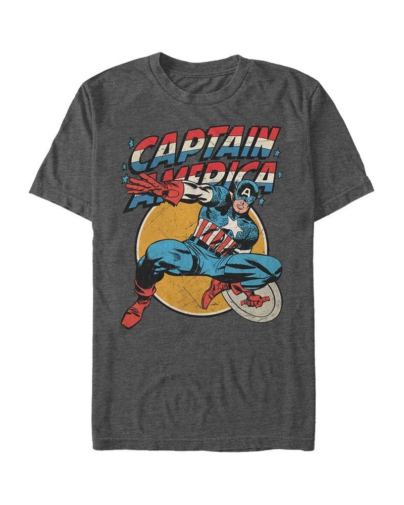 Marvel Men's Comic Collection Retro Captain America Action Pose Short Sleeve T-Shirt Gray $19.94 T-Shirts