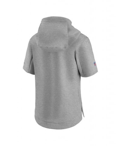 Men's Heathered Gray Denver Broncos Sideline Showout Short Sleeve Full-Zip Hoodie Jacket $62.40 Jackets