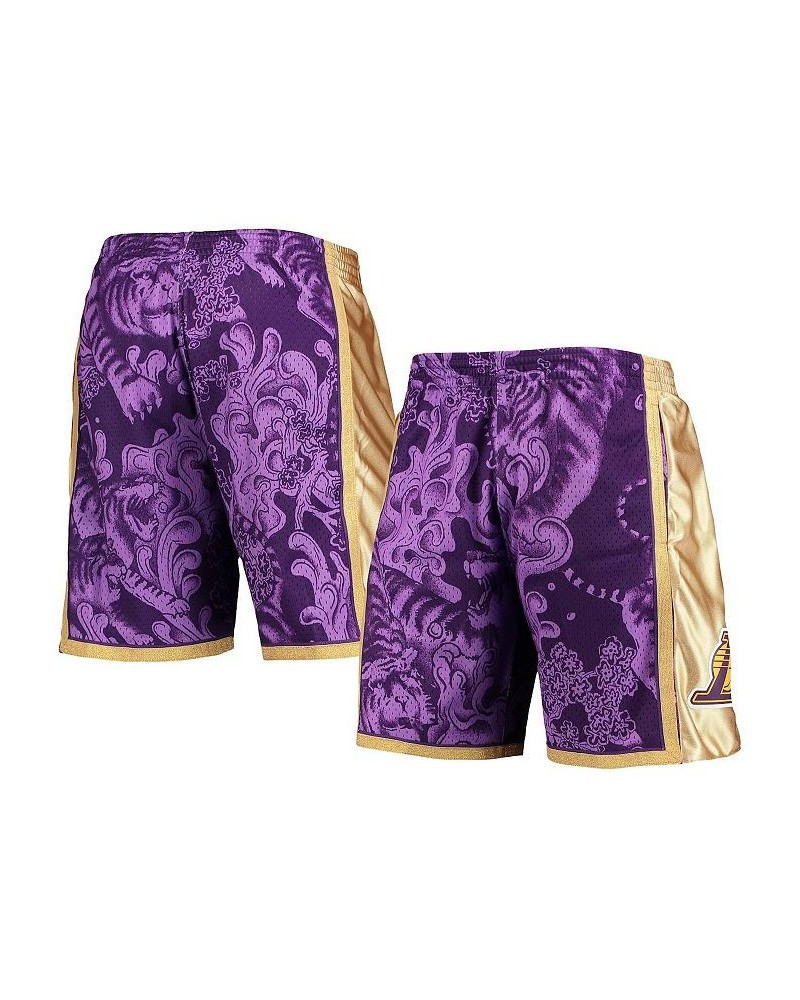 Men's Purple Los Angeles Lakers Hardwood Classics Lunar New Year Swingman Shorts $35.02 Shorts