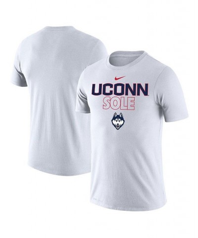 Men's White UConn Huskies On Court Bench T-shirt $19.35 T-Shirts