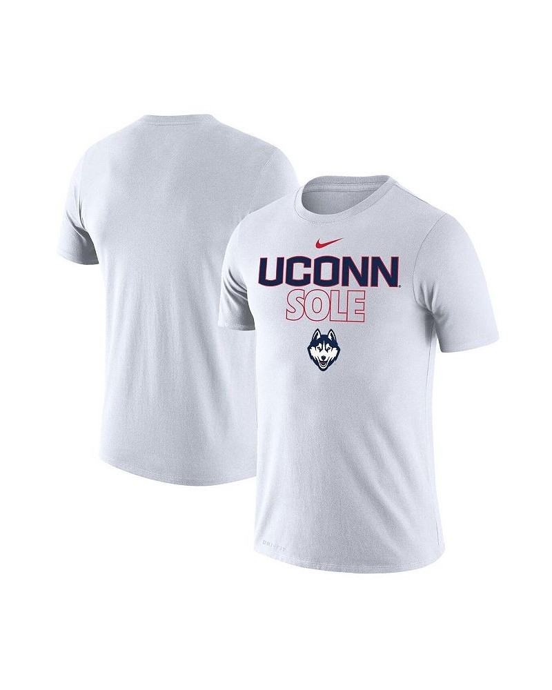 Men's White UConn Huskies On Court Bench T-shirt $19.35 T-Shirts