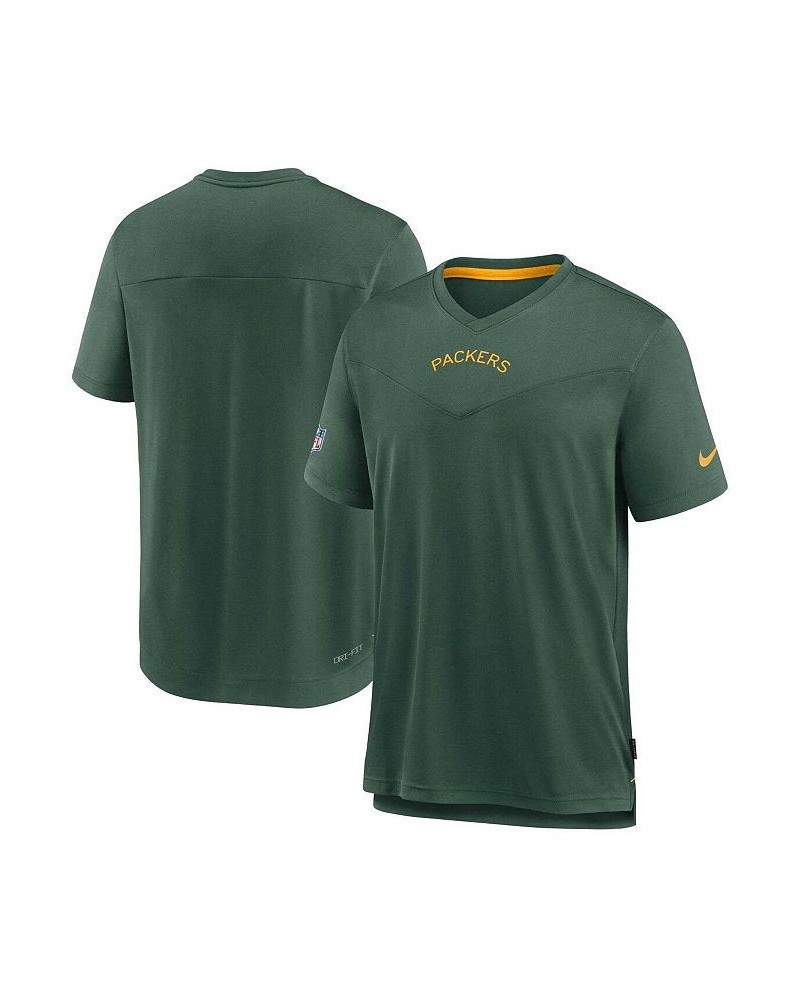 Men's Green Green Bay Packers Sideline Coaches Vintage-like Chevron Performance V-neck T-shirt $20.91 T-Shirts