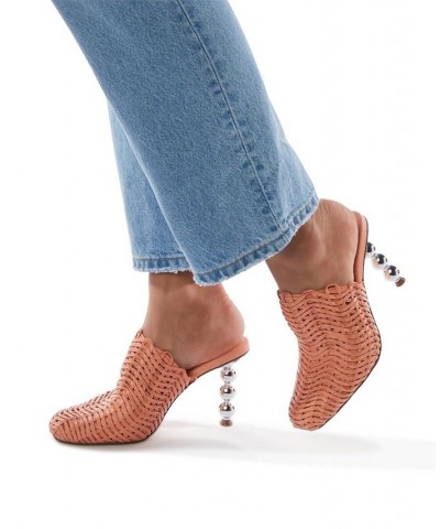 Women's The Beed Zig Zag Slip-On Mules Brown $62.58 Shoes