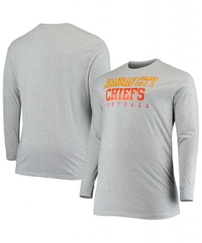 Men's Big and Tall Heathered Gray Kansas City Chiefs Practice Long Sleeve T-shirt $22.79 T-Shirts