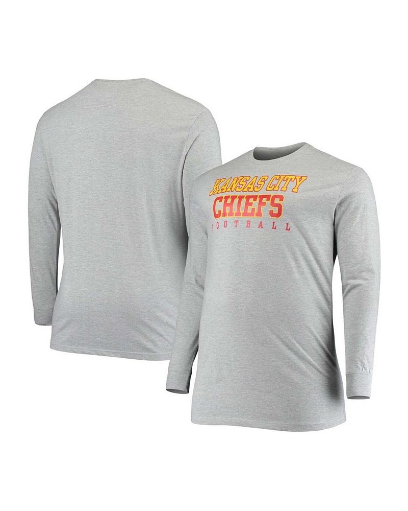 Men's Big and Tall Heathered Gray Kansas City Chiefs Practice Long Sleeve T-shirt $22.79 T-Shirts