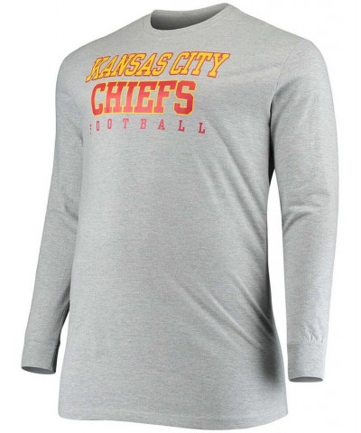 Men's Big and Tall Heathered Gray Kansas City Chiefs Practice Long Sleeve T-shirt $22.79 T-Shirts