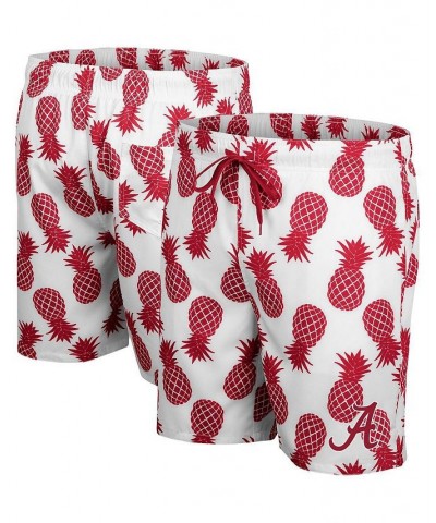 Men's White, Crimson Alabama Crimson Tide Pineapple Swim Shorts $31.20 Swimsuits