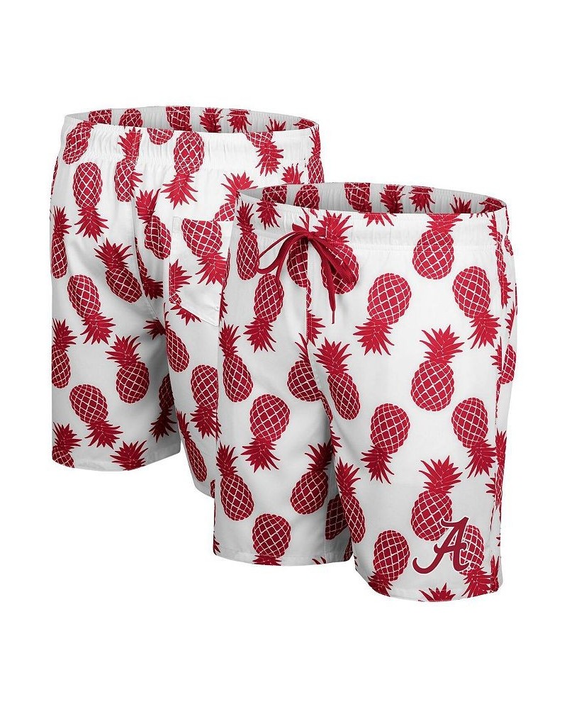 Men's White, Crimson Alabama Crimson Tide Pineapple Swim Shorts $31.20 Swimsuits