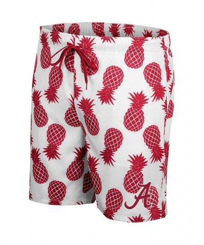 Men's White, Crimson Alabama Crimson Tide Pineapple Swim Shorts $31.20 Swimsuits