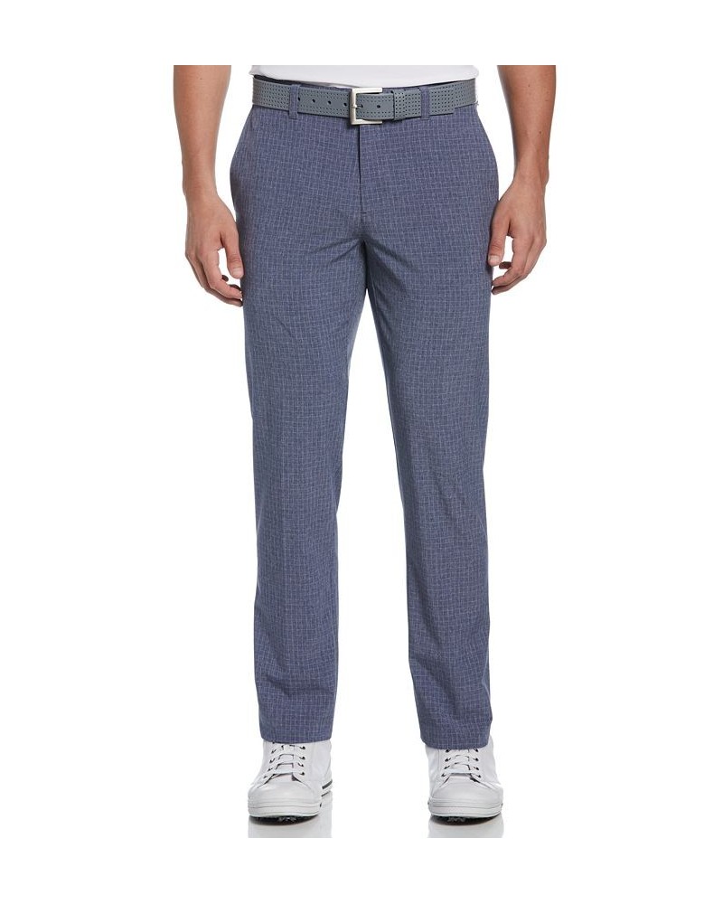 Men's Flat Front Heathered Plaid Golf Pants Blue $30.00 Pants